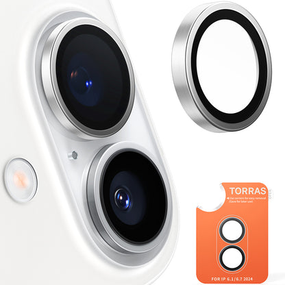 Pellicola Protettiva Posteriore Torras Lensguard per Apple iPhone 16 Plus / 16, Vetro Temperato, Grigio Metallico
