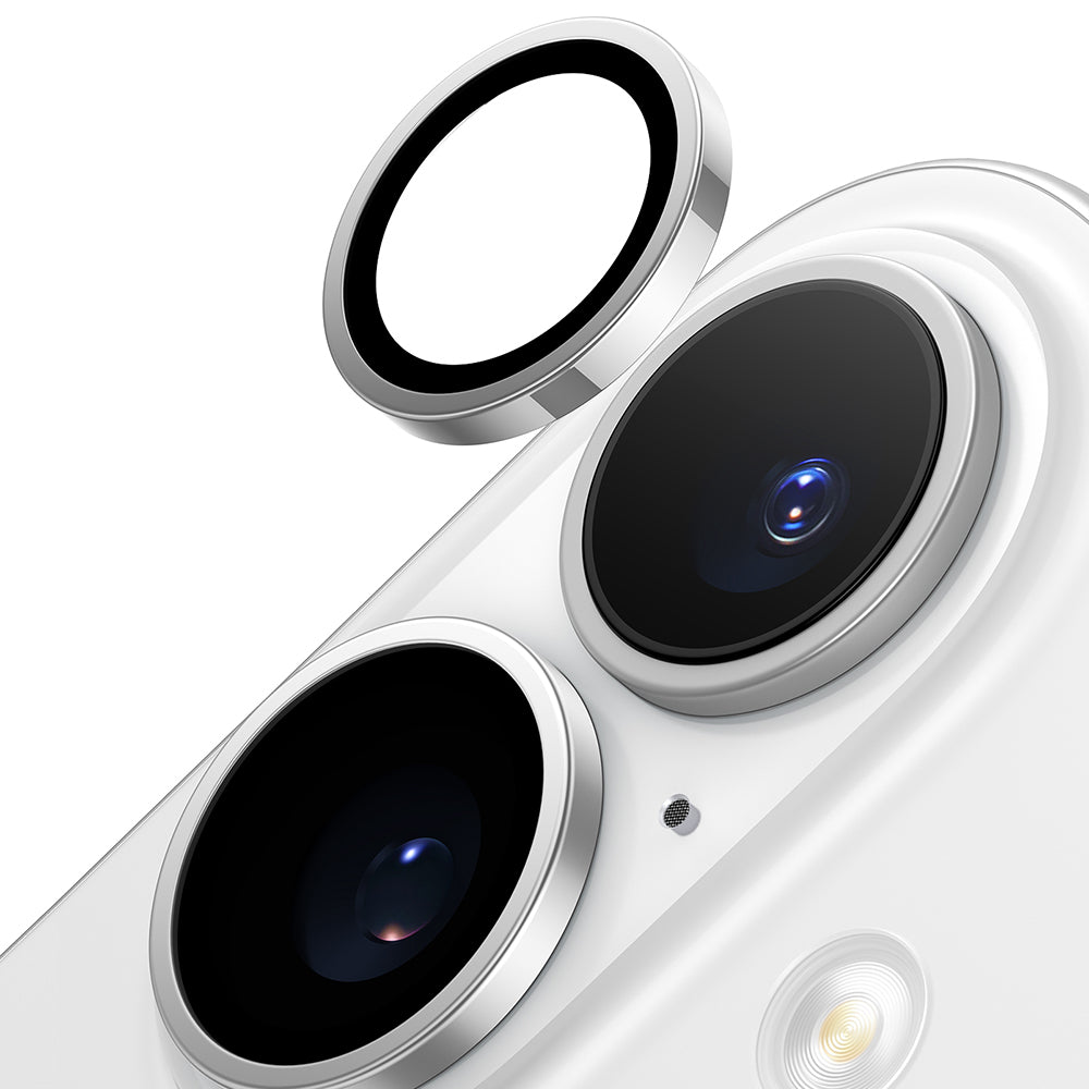 Pellicola Protettiva Posteriore Torras Lensguard per Apple iPhone 16 Plus / 16, Vetro Temperato, Grigio Metallico