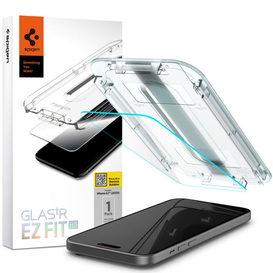 Pellicola Protettiva Schermo Spigen GlastR EZ FIT HD per Apple iPhone 15, Vetro Temperato, Full Glue, 2.5D AGL06907