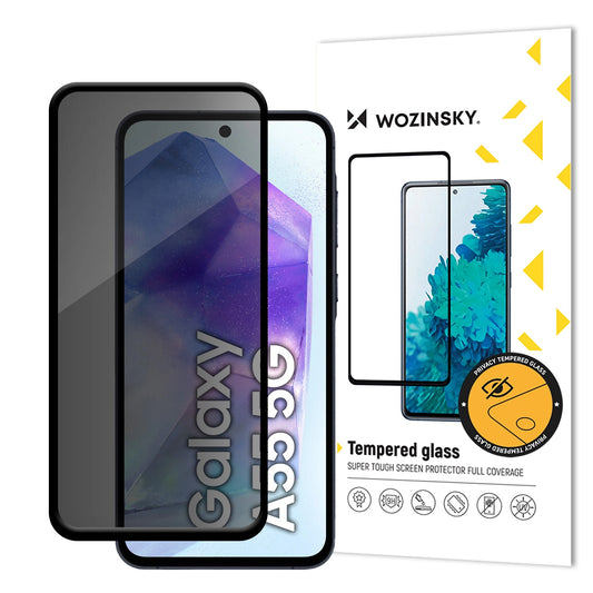 Pellicola Protettiva Schermo Privacy WZK AntiSpy per Samsung Galaxy A55 5G A556, Vetro Temperato, Full Glue
