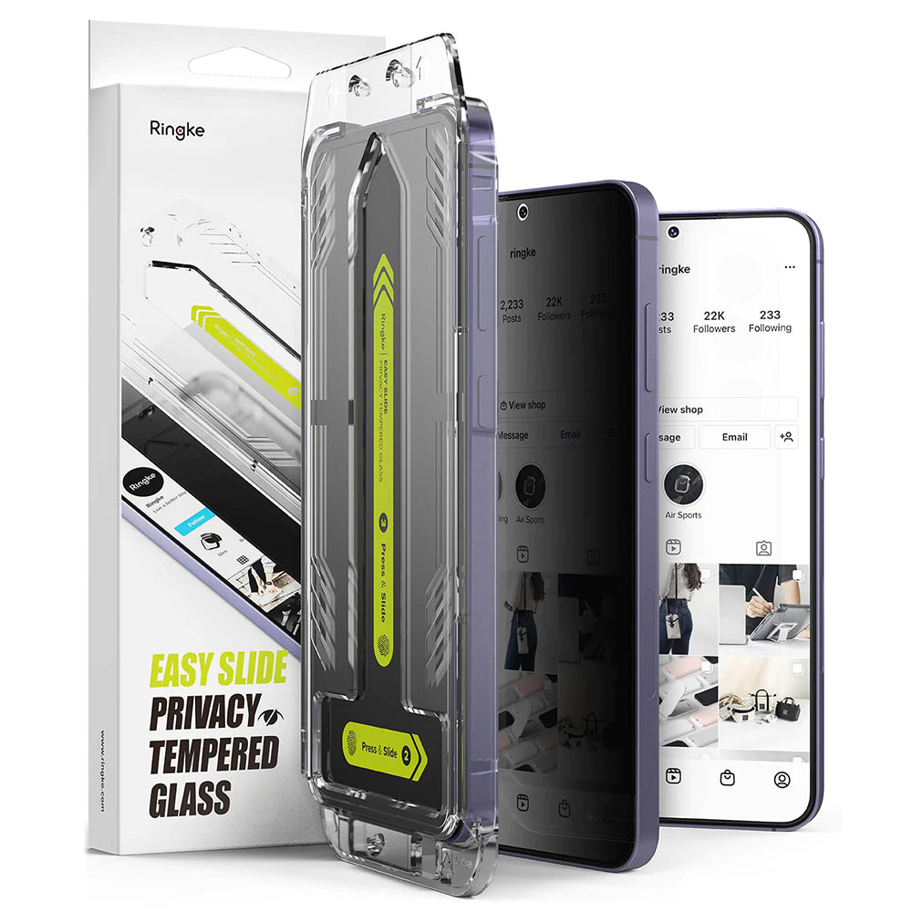 Pellicola Protettiva Schermo Privacy Ringke Easy Slide per Samsung Galaxy S25+ S936 / S24+ S926, Vetro Temperato, Full Glue, Set 2 pezzi