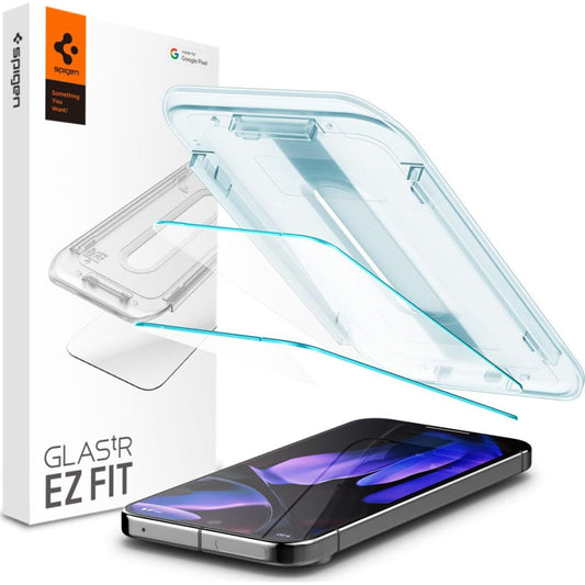 Pellicola protettiva per schermo Spigen GlastR EZ FIT per Google Pixel 9 Pro XL, Vetro Temperato, Full Glue, Set 2 pezzi