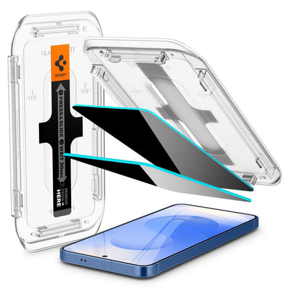 Pellicola protettiva per schermo Privacy Spigen GlastR EZ FIT HD per Samsung Galaxy S25 S931 / S24 S921, Vetro temperato, Colla completa, Set 2 pezzi