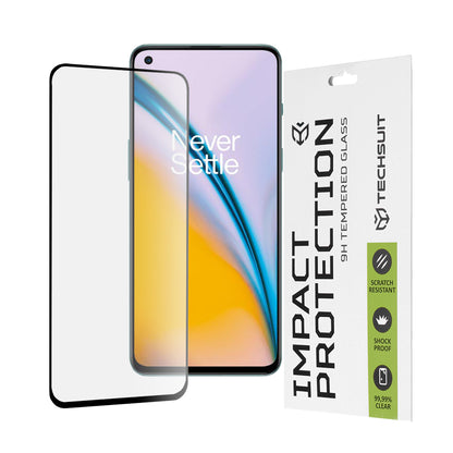 Pellicola protettiva per schermo Techsuit per OnePlus Nord 2T / Nord CE 5G / Nord 2 5G, Vetro temperato, Full Glue, 111D, Nero