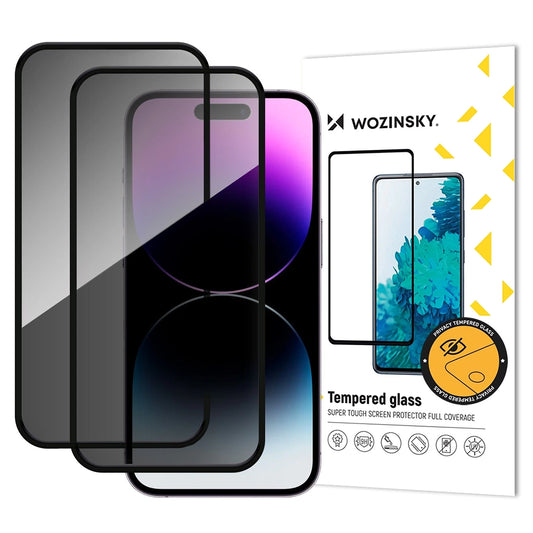 Pellicola Protettiva Schermo Privacy WZK AntiSpy per Apple iPhone 17 / 16 Pro, Vetro Temperato, Full Glue, Set 2 pezzi