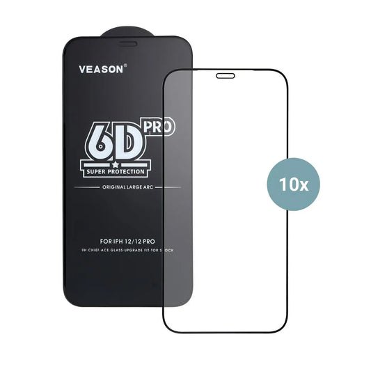 Pellicola protettiva per schermo Veason PRO per Apple iPhone 17 Pro, Vetro temperato, Full Glue, Set 10 pezzi, 6D, Nero