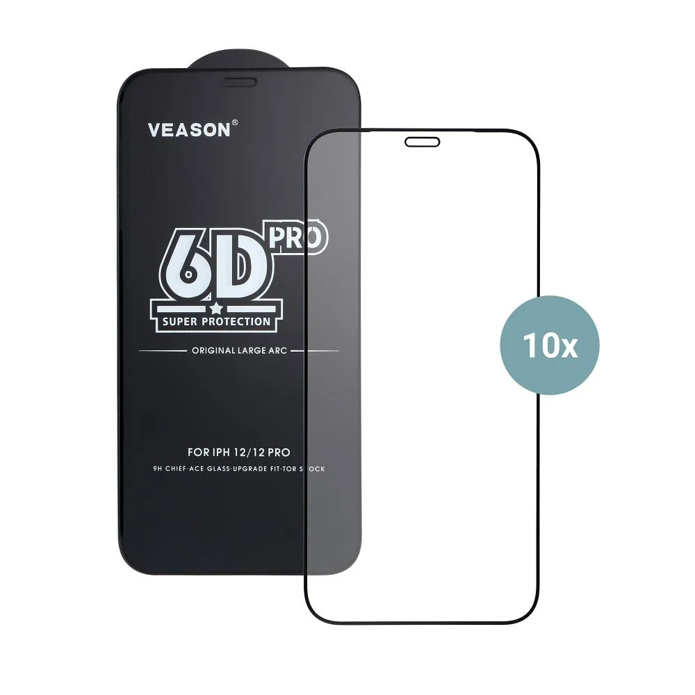 Pellicola protettiva per schermo Veason PRO per Apple iPhone 17 Air, Vetro temperato, Full Glue, Set da 10 pezzi, 6D, Nero