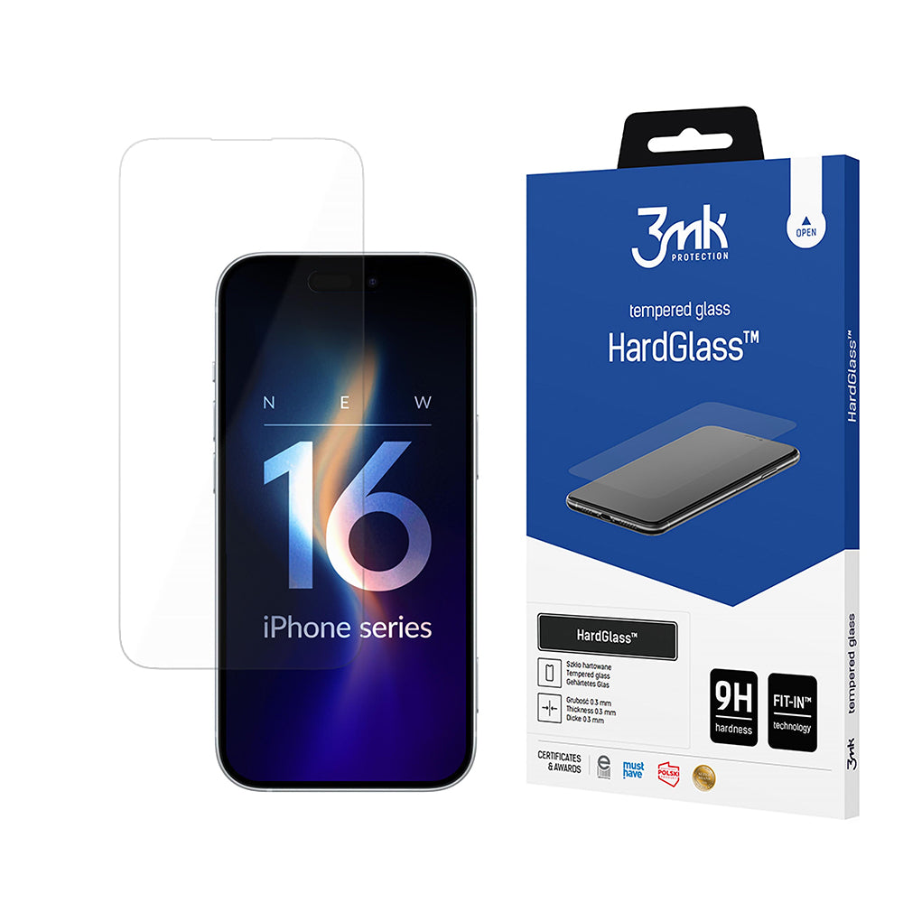 Pellicola protettiva per schermo 3MK HardGlass 2 per Apple iPhone 16 Pro Max, Vetro Temperato, Full Glue