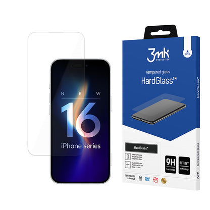 Pellicola protettiva per schermo 3MK HardGlass 2 per Apple iPhone 16 Pro Max, Vetro Temperato, Full Glue