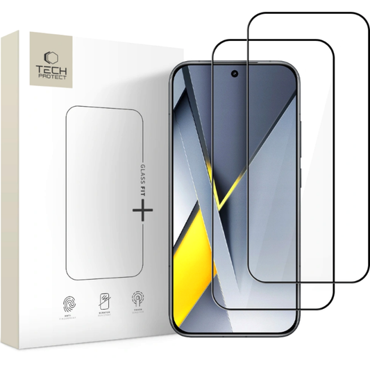 Pellicola protettiva per schermo Tech-Protect FIT+ per Xiaomi Poco F8 Pro, Vetro Temperato, Full Glue, Set 2 pezzi, 2.5D, Nera