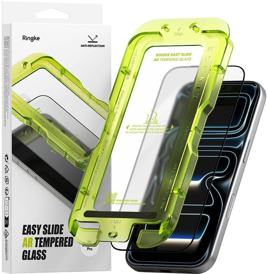 Pellicola Protettiva per Schermo Ringke Easy Slide AR per Apple iPhone 17 Pro, Vetro Temperato, Full Glue, 2.5D, Nera