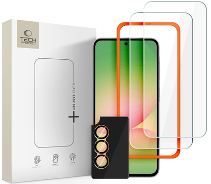 Pellicola protettiva Schermo e Fotocamera Posteriore Tech-Protect Quick Set+ per Samsung Galaxy A57 5G, Vetro Temperato, Full Glue, Set 3 pezzi