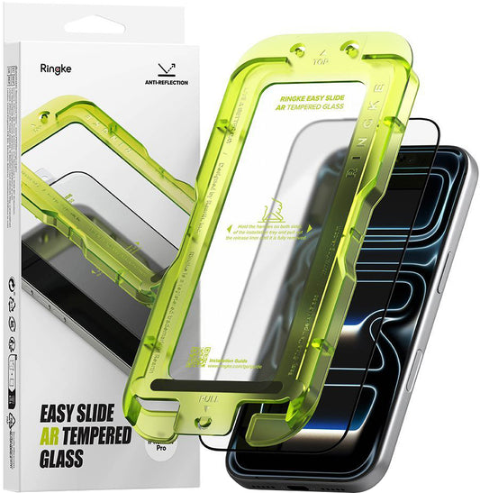 Pellicola Protettiva Schermo Ringke Easy Slide AR per Apple iPhone 17 Pro, Vetro Temperato, Full Glue, 2.5D, Nero, Ricondizionata