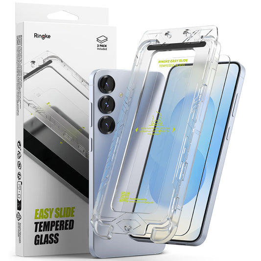 Pellicola Protettiva Schermo Ringke Easy Slide per Samsung Galaxy S25 S931, Vetro Temperato, Full Glue, Set 2 pezzi