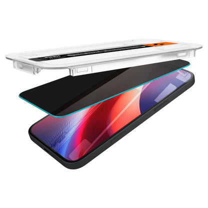 Pellicola Protettiva Schermo Privacy Spigen GlastR EZ FIT per Apple iPhone 16 / 15, Vetro Temperato, Full Glue, Set 2 pezzi AGL06905