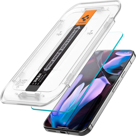 Pellicola protettiva per schermo Spigen GlastR EZ FIT per Google Pixel 9 Pro XL, Vetro Temperato, Full Glue, Set 2 pezzi