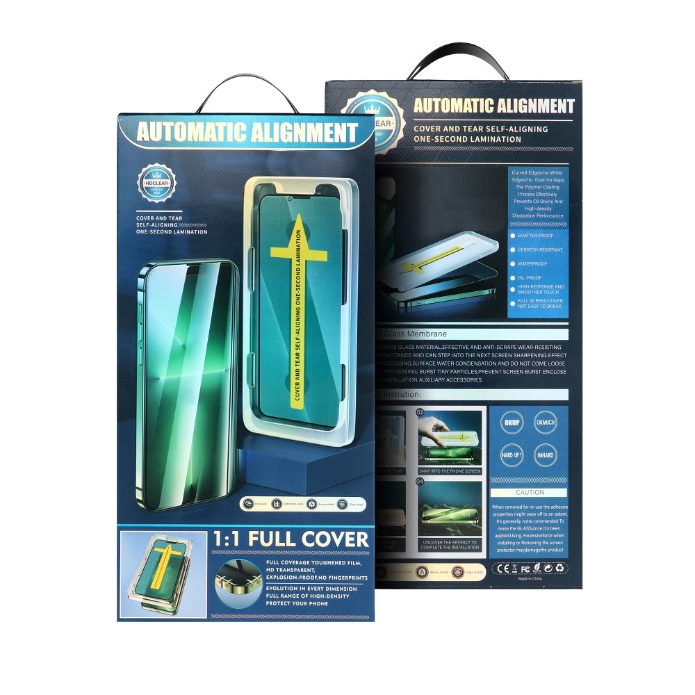 Pellicola protettiva schermo OEM allineamento automatico per Apple iPhone 14 Pro Max, vetro temperato, adesivo completo, 5D, nero