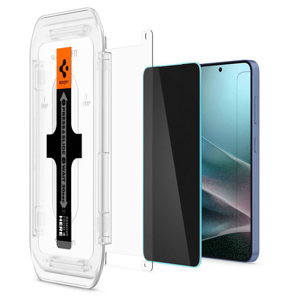 Pellicola protettiva per schermo Privacy Spigen GlastR EZ FIT HD per Samsung Galaxy S25 S931 / S24 S921, Vetro temperato, Colla completa, Set 2 pezzi