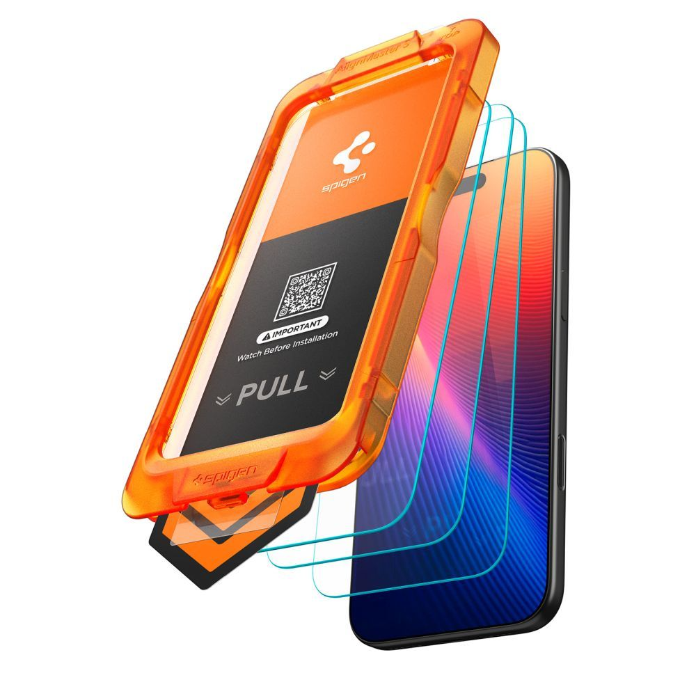 Spigen GlastR Align Master Slim Screen Protector for Apple iPhone 17, Tempered Glass, Full Glue, Set of 3 pieces AGL10484