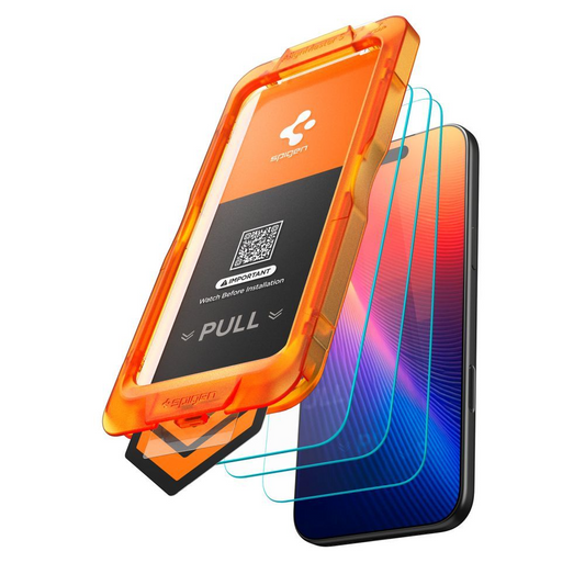Pellicola Protettiva Schermo Spigen GlastR Align Master Slim per Apple iPhone 17 Pro, Vetro Temperato, Full Glue, Set 3 pezzi
