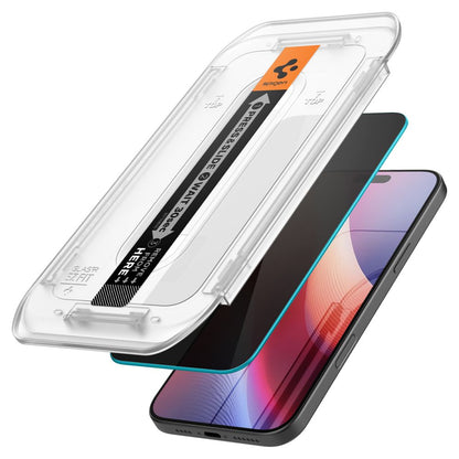 Pellicola Protettiva Schermo Privacy Spigen GlastR EZ FIT per Apple iPhone 17 Pro / 17 / 16 Pro, Vetro Temperato, Full Glue, Set 2 pezzi AGL07929