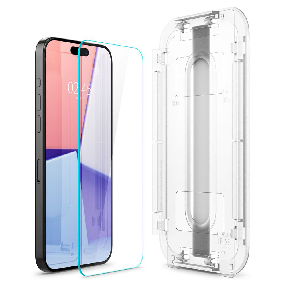 Pellicola Protettiva Schermo Spigen GlastR EZ FIT per Apple iPhone 15 Pro Max, Vetro Temperato, Full Glue, Set 2 pezzi AGL06872