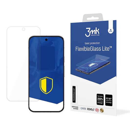 Pellicola protettiva per schermo 3MK FlexibleGlass Lite per Google Pixel 9 Pro XL, Vetro Flessibile, Full Glue