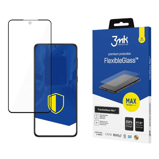 Pellicola protettiva per schermo 3MK FlexibleGlass Max per Samsung Galaxy S24 S921, Vetro Flessibile, Full Glue, Nero