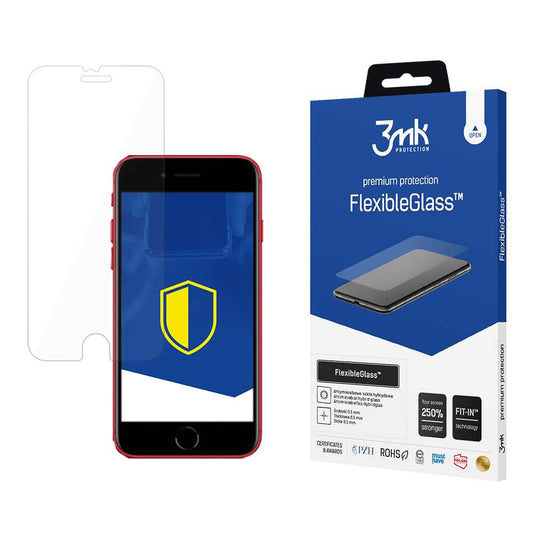 Pellicola protettiva per schermo 3MK FlexibleGlass per Apple iPhone SE (2022) / SE (2020) / 8 / 7, Vetro Flessibile, Full Glue