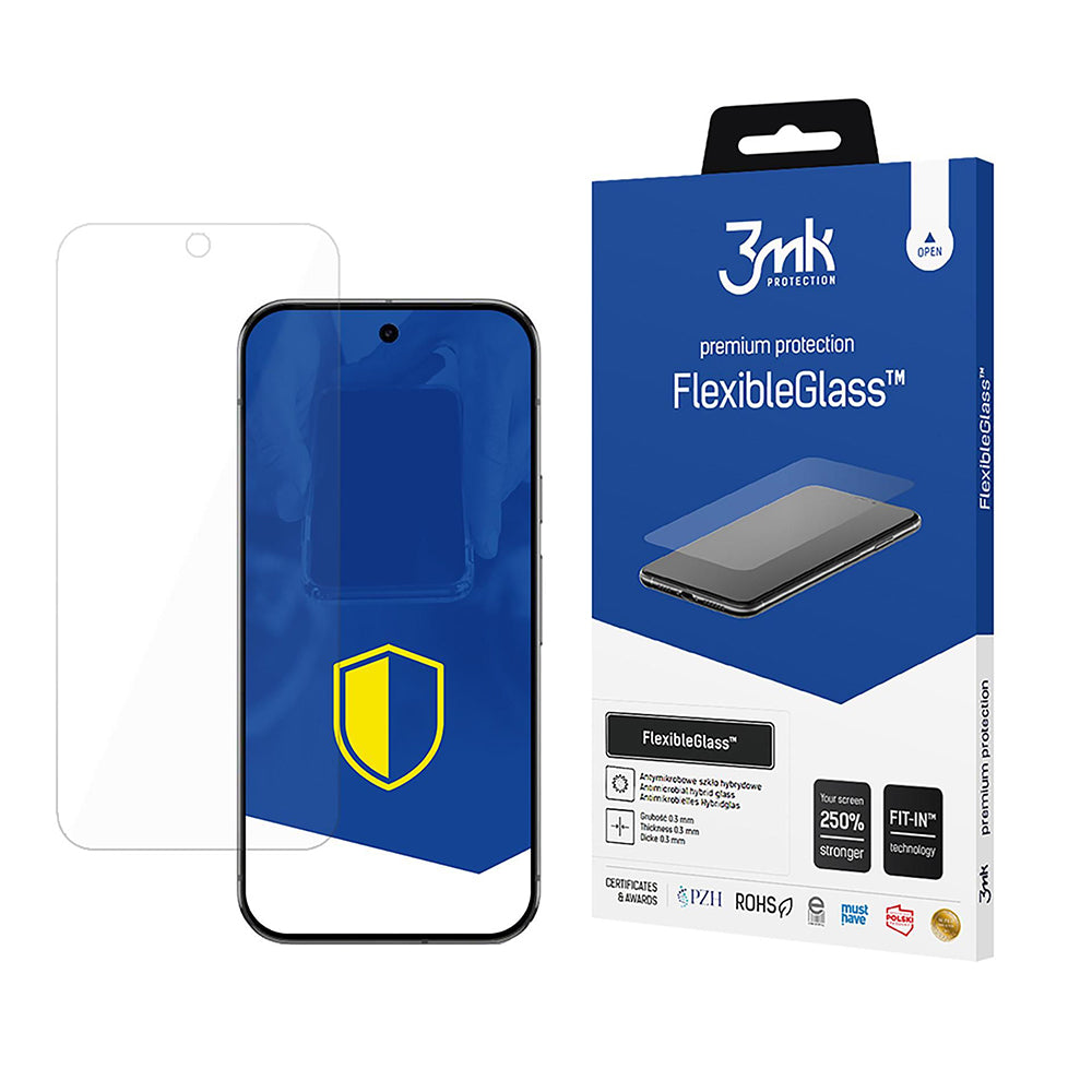 Pellicola protettiva per schermo 3MK FlexibleGlass per Google Pixel 9 Pro XL, Vetro Flessibile, Colla Totale