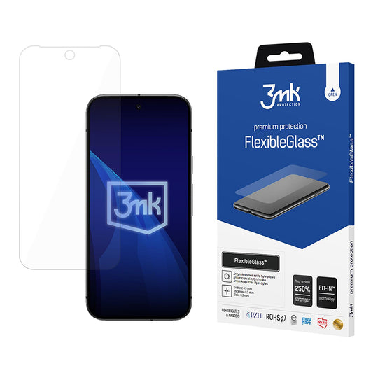 Pellicola protettiva per schermo 3MK FlexibleGlass per Google Pixel 9a, Vetro Flessibile, Full Glue