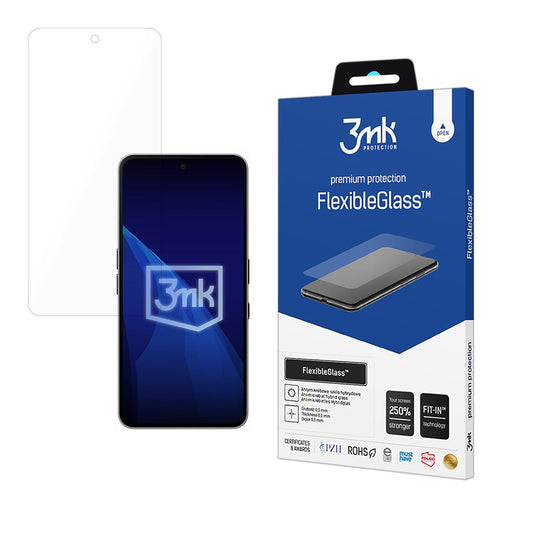 Pellicola protettiva per schermo 3MK FlexibleGlass per Nothing Phone (3a), Vetro Flessibile, Full Glue