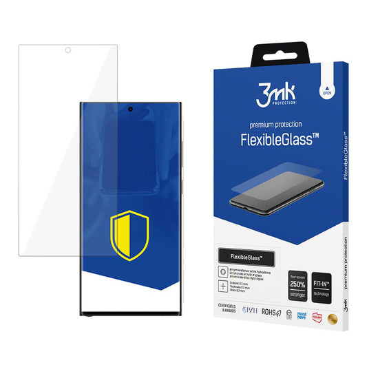 Pellicola protettiva per schermo 3MK FlexibleGlass per Samsung Galaxy S24 Ultra S928, Vetro Flessibile, Full Glue