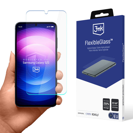 Pellicola protettiva per schermo 3MK FlexibleGlass per Samsung Galaxy S25 S931, Vetro Flessibile, Full Glue