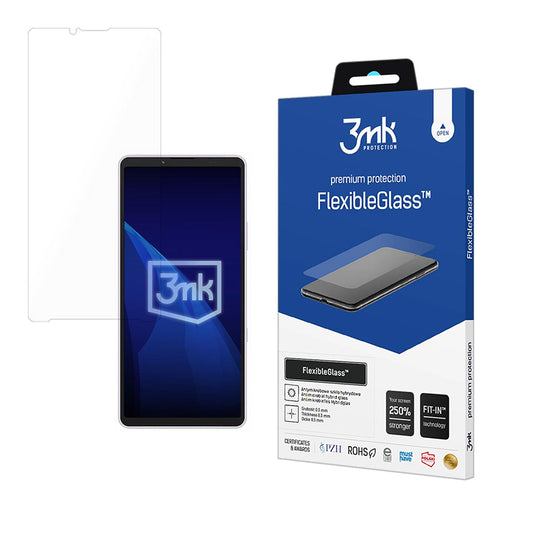 Pellicola protettiva per schermo 3MK FlexibleGlass per Sony Xperia 10 VIII, Vetro Flessibile, Colla Completa