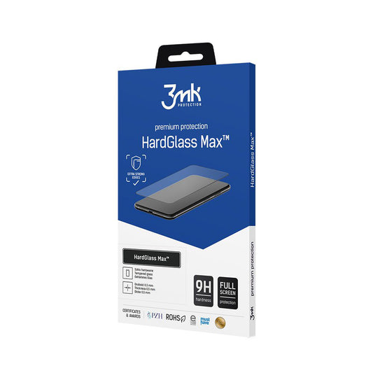 Pellicola protettiva per schermo 3MK HardGlass Max per Apple iPhone 16 Pro, Vetro temperato, Full Glue, Nero