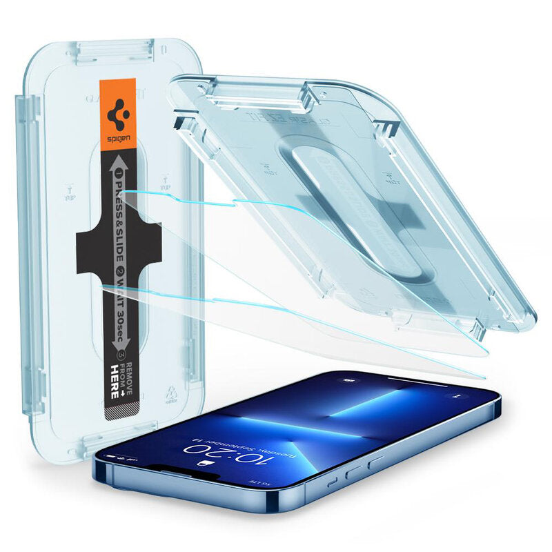 Pellicola Protettiva Schermo Spigen GlastR EZ FIT per Apple iPhone 17e / 16e / 14 / 13 Pro, Vetro Temperato, Full Glue, Set 2 pezzi AGL03385