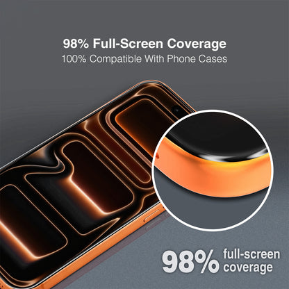 Tel Protect 10X HD DLC Diamond Coating Screen Protector for Apple iPhone 17e / 16e / 14 / 13 Pro / 13, Tempered Glass, Full Glue, Black