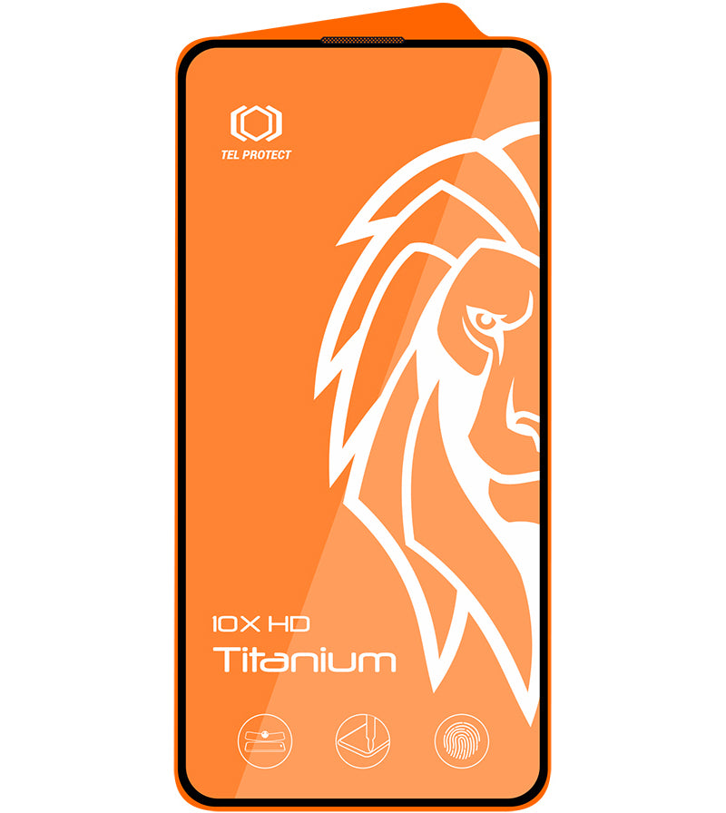 Pellicola protettiva per schermo Tel Protect 10X HD Plus Titanium per Apple iPhone 17 / 16 Pro, Vetro temperato, Full Glue, Nera