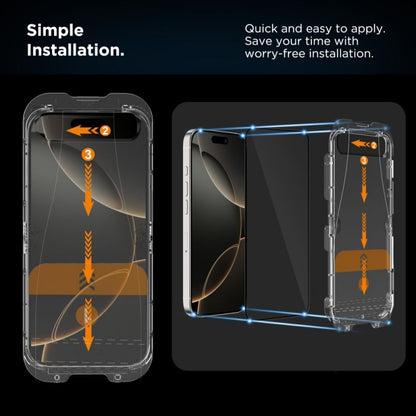 Pellicola Protettiva Schermo Tech-Protect Quick Set+ per Apple iPhone 17e / 16e / 14 / 13 Pro, Vetro Temperato, Full Glue, Set 2 pezzi, Nera
