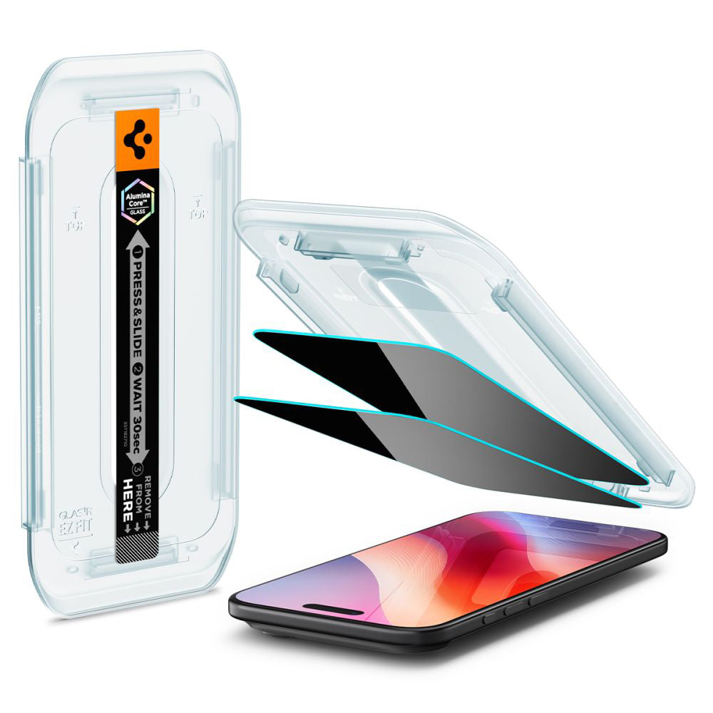 Pellicola Protettiva Privacy Spigen GlastR EZ FIT per Apple iPhone 17 Air, Vetro Temperato, Full Glue, Set 2 pezzi
