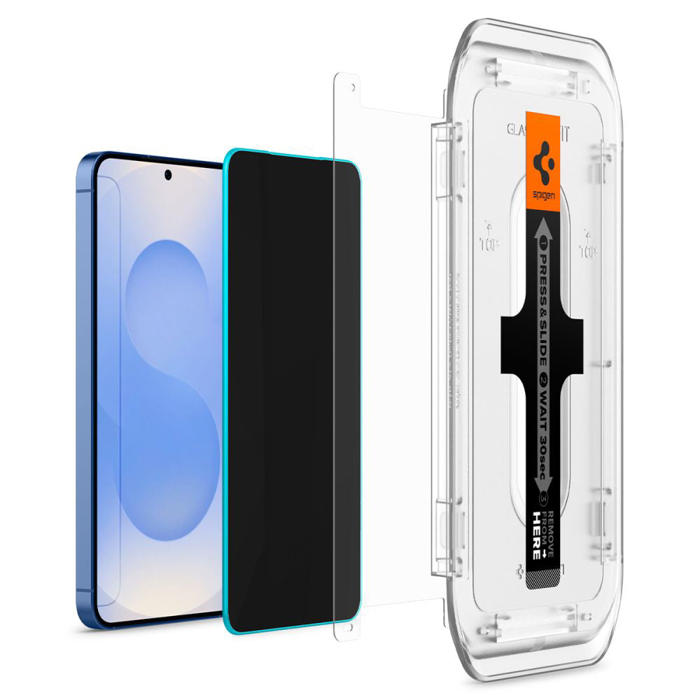 Pellicola protettiva per schermo Privacy Spigen GlastR EZ FIT HD per Samsung Galaxy S25 S931 / S24 S921, Vetro temperato, Colla completa, Set 2 pezzi