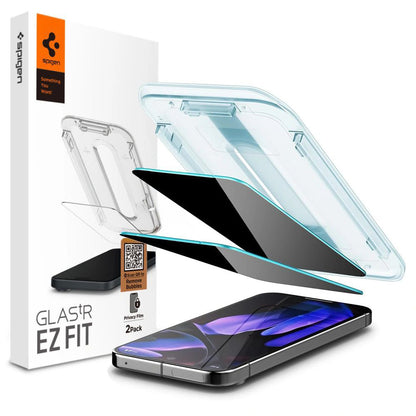 Pellicola protettiva per schermo Privacy Spigen GlastR EZ FIT per Google Pixel 9 Pro XL, Vetro temperato, Full Glue, Set 2 pezzi AGL09313