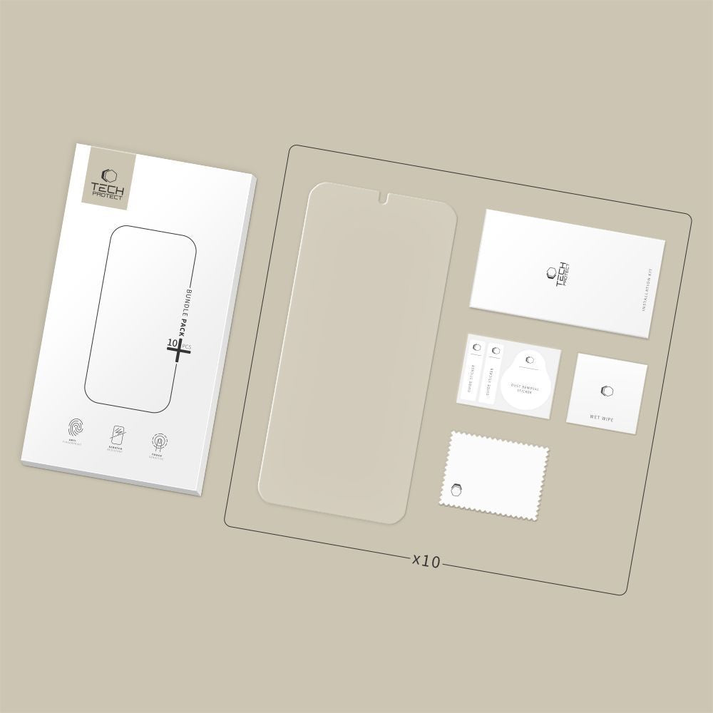 Pellicola Protettiva Schermo Tech-Protect per Samsung Galaxy S26 S942, Vetro Temperato, Full Glue, Set 10 pezzi
