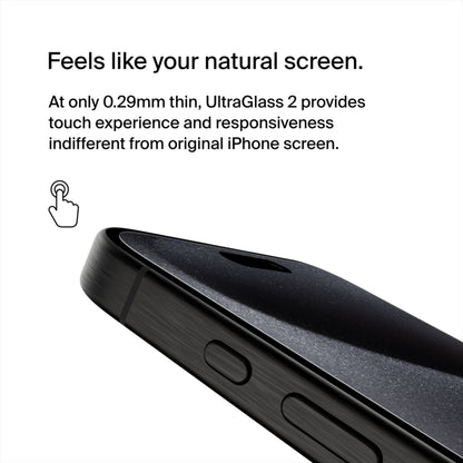 Belkin ScreenForce UltraGlass 2 Screen Protector for Apple iPhone 15 Pro Max, Tempered Glass, Full Glue OVA134zz