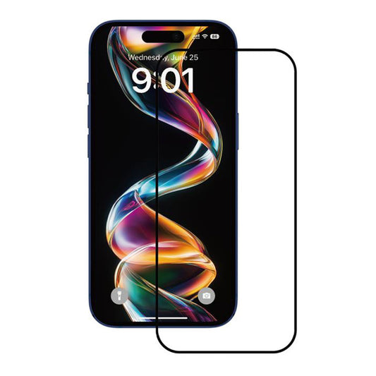 Pellicola protettiva per schermo Anank 1X Rinforzata per Apple iPhone 16 Pro, Vetro Temperato, Colla Completa, 2.5D, Nera