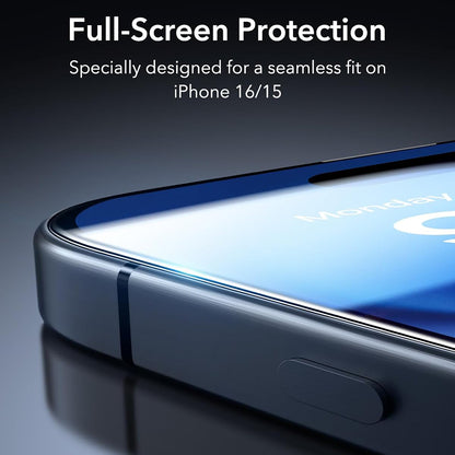 Pellicola protettiva per schermo Anank 1X Rinforzata per Apple iPhone 16 Pro, Vetro Temperato, Colla Completa, 3D, Set da 10 pezzi