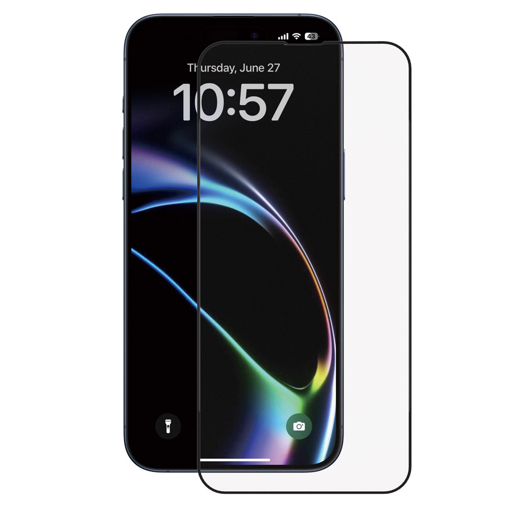 Pellicola protettiva per schermo Anank 1X Rinforzata per Apple iPhone 16, Vetro temperato, Colla completa, 2.5D, Set da 10 pezzi, Nero
