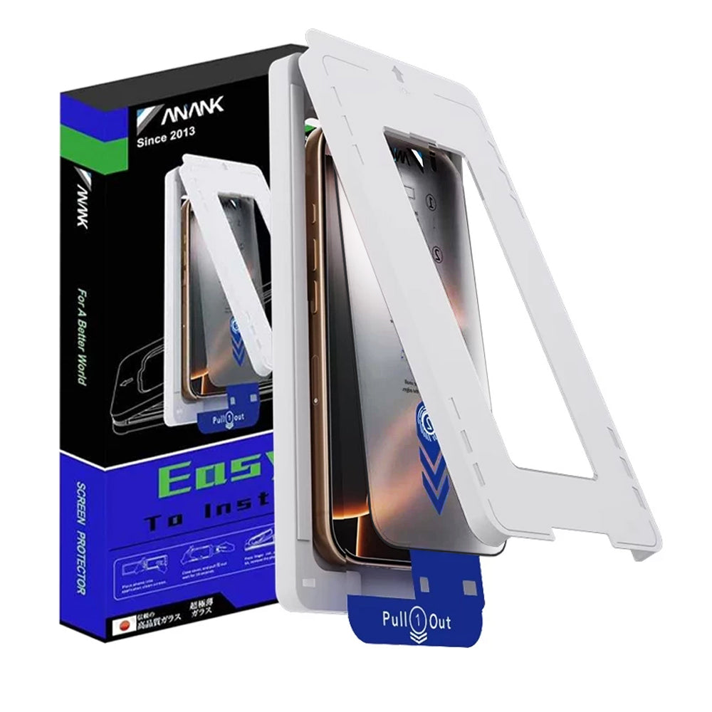 Anank 2X Reinforced Screen Protector for Apple iPhone 15 Pro, Tempered Glass, Full Glue, 2.5D, Black