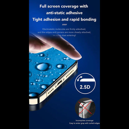 Pellicola protettiva per schermo Anank 3X Rinforzata per Apple iPhone 15, Vetro Temperato, Colla Completa, 2.5D, Nera
